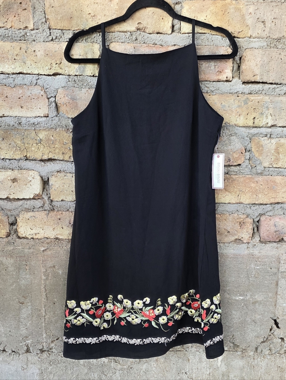 NWT Bisou Bisou Michele Bohbot Embroidered Floral Hem Halter Dress - Size 6